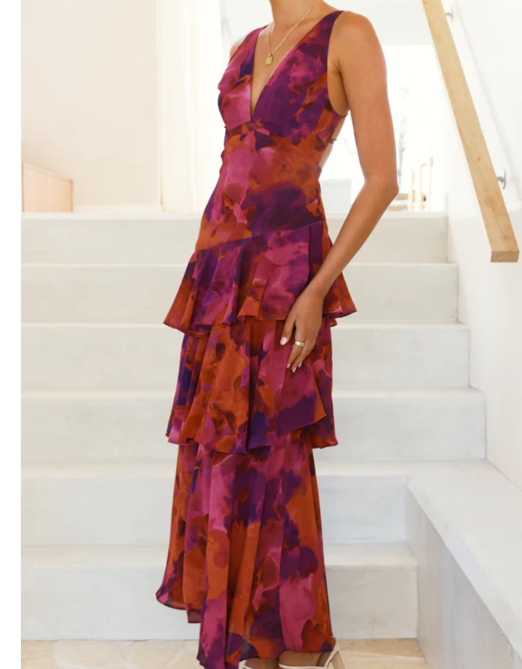 Strappy Back Ruffle Midi Dress