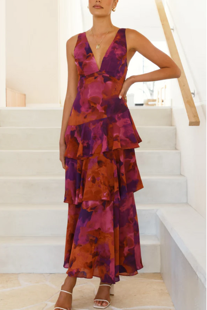 Strappy Back Ruffle Midi Dress