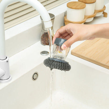 🧽One-Hand Dish Cleaning: Ergonomic Soap-Dispense Kitchen Scrub
