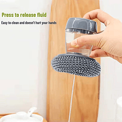 🧽One-Hand Dish Cleaning: Ergonomic Soap-Dispense Kitchen Scrub