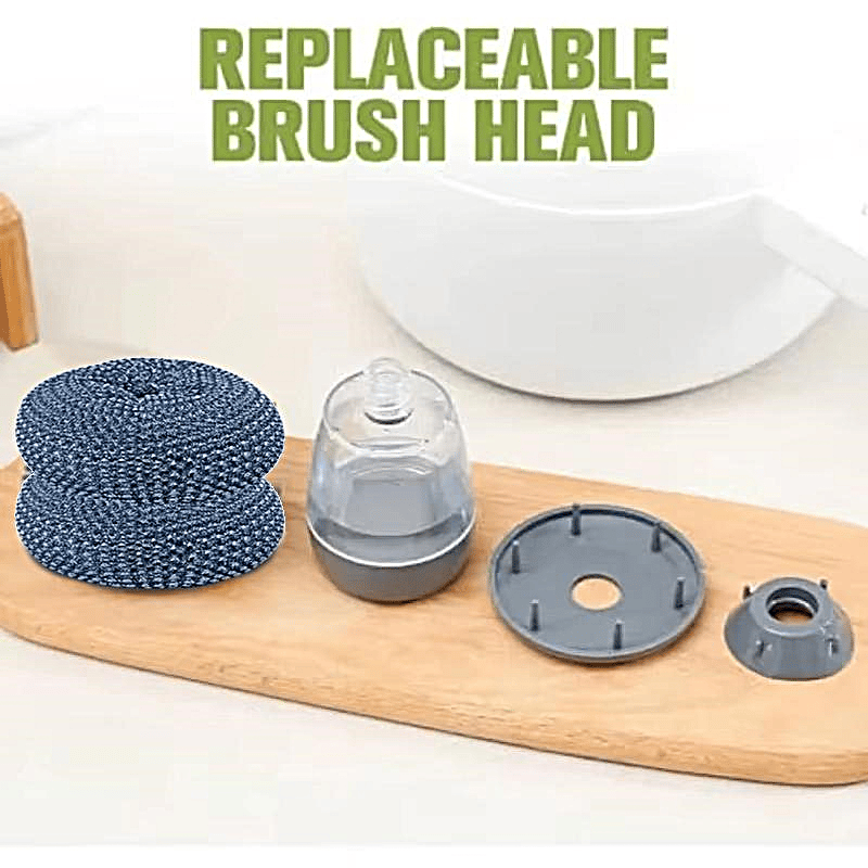 🧽One-Hand Dish Cleaning: Ergonomic Soap-Dispense Kitchen Scrub