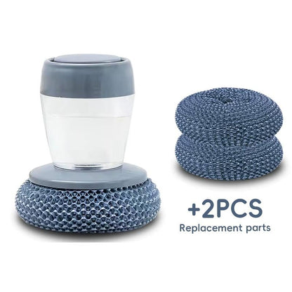 🧽One-Hand Dish Cleaning: Ergonomic Soap-Dispense Kitchen Scrub