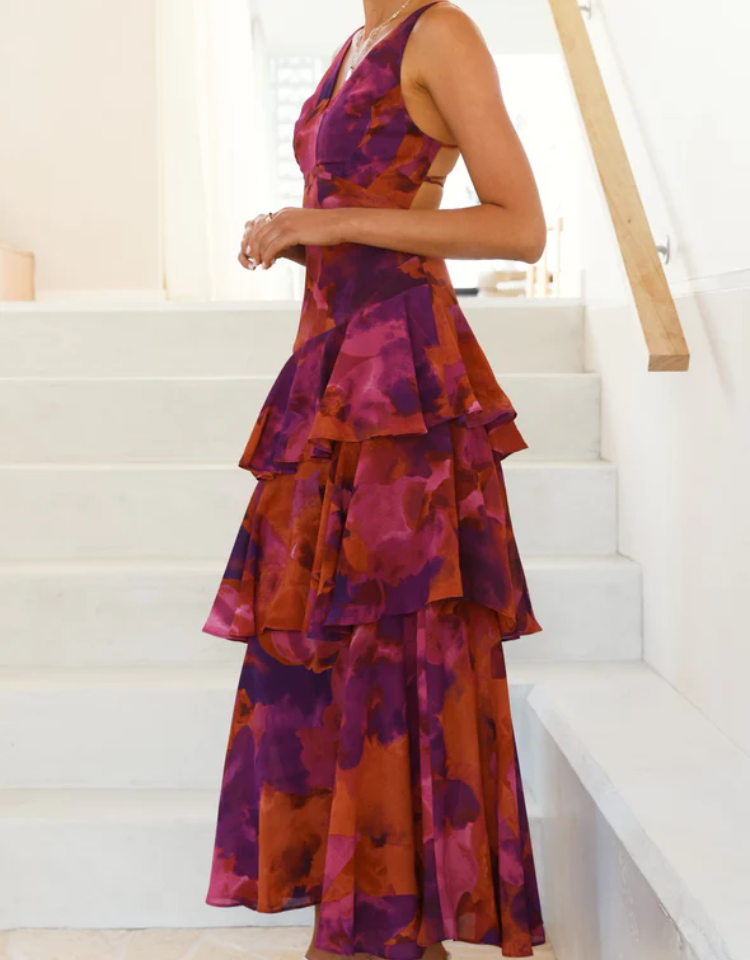 Strappy Back Ruffle Midi Dress